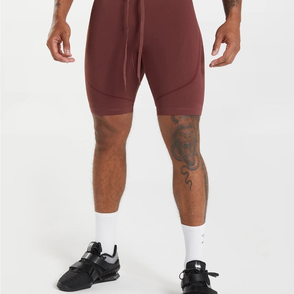 Gymshark Men's Cherry Brown 315 SEAMLESS 1/2 SHORTS